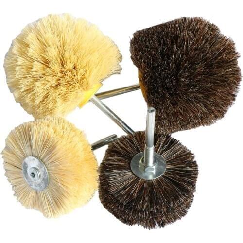 2PCS Abrasive Sisal Filament & Horse Hair Brush Polishing Grinding Head Woodworking Furniture For Drill Rotary Tools shank 6mm