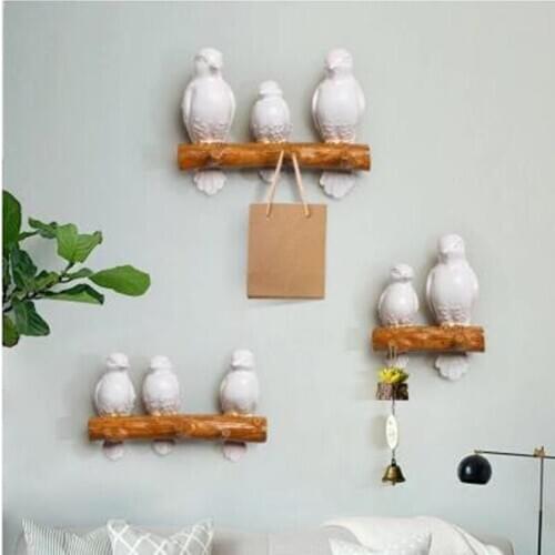 American country home wall decoration wall hook, creative resin bird, wall key hanging