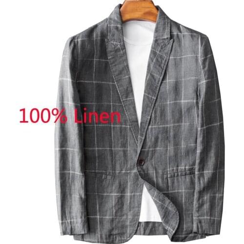 New Arrival High Quality Spring And Summer Blazer Men Linen Fashion Plaid Casual Suit Youth Thin Blazers Size M L XL 2XL 3XL