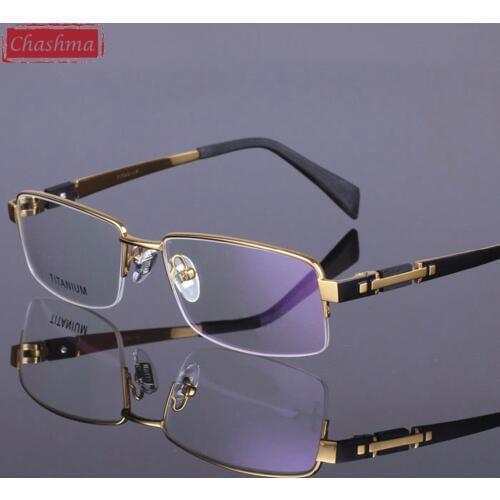 Chashma Pure Titanium Eye Glasses Half Rim Gentlemen Prescription High Quality Optical Eyewear Frame