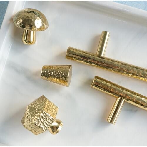 Tona Long Brass Cabinet Pull Door Knobs and Handles Furniture Cupboard Wardrobe Drawer Pull Handles /Handmade Hammer
