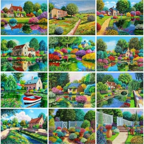 EverShine Diamond Embroidery Garden DIY Diamond Painting House Full Square Mosaic Rhinestone Picture Landscape Handmade Gift
