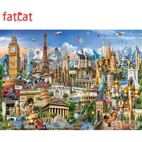 FATCAT Symbol of europe Diamond Painting Full Square Round Drill Diy 5D Diamond Embroidery Mosaic Needlework Home decor AE1338