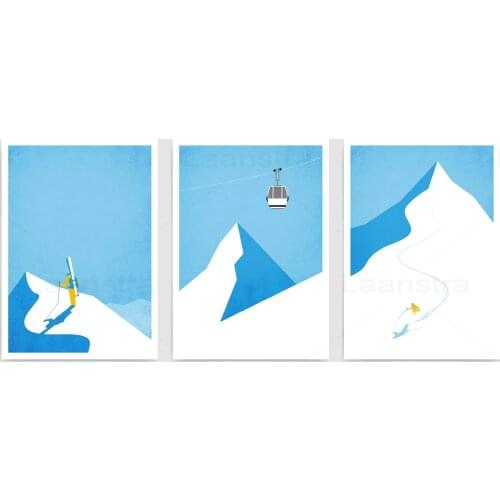 Climber Canvas Painting Cable Car Sky Wall Picture for Living Room Home Decoration Mountain Ski Posters and Prints Landscape