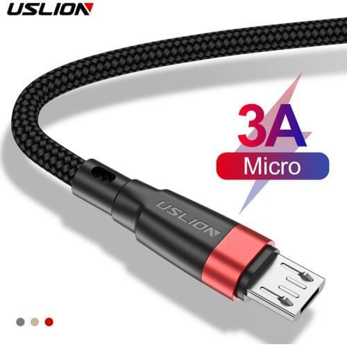 USLION Micro USB Cable for Samsung Android Data Cable Cord QC 3.0 Fast Charging Cable for Xiaomi Redmi Mobile Phone USB Cable