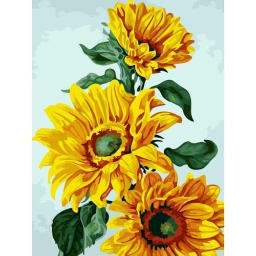 Gatyztory Frame DIY Painting By Numbers Handpainted Sunflower Oil Painting Modern Home Art Canvas Colouring 60x75cm
