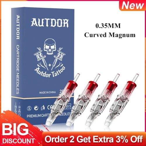 20pcs Disposable Curved Magnum Tattoo Cartridge Needles 0.35mm Sterilized Tattoo Needles For Tattoo Machine Pen 5/7/9/11/13/15RM