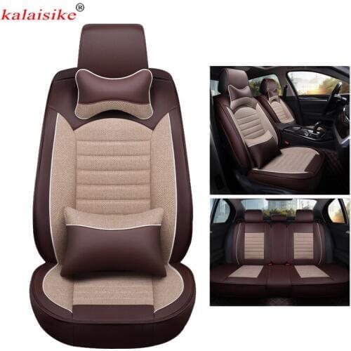Kalaisike leather plus Flax universal car seat cover for Acura all models CDX ILX TLX RLX RL RDX ZDX TL TLX-L auto Accessories