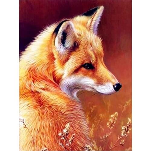 Round Full Drill Diamond Painting Cute and Clever Red Fox Cartoon Animal DIY Needlework Mosaic Embroidery 5D Cross Stitch
