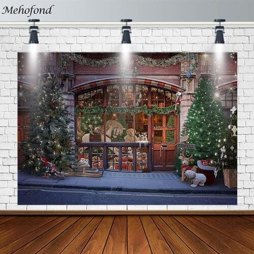 Mehofond Merry Christmas Tree Backdrop Unicorn Wapiti Showcase Decor Photography Background Props Photo Studio Banner Photozone
