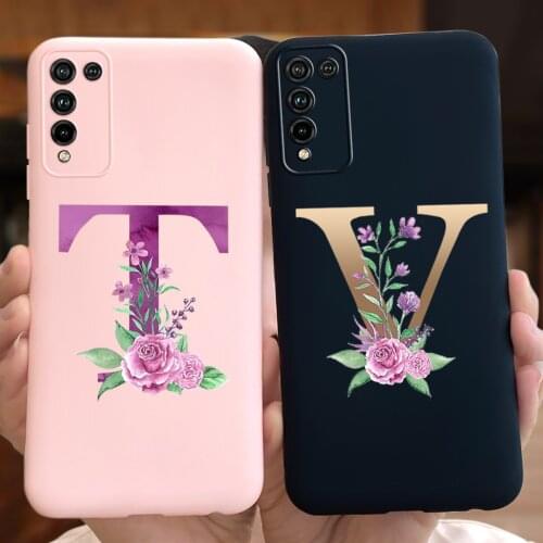Cute Letters For Huawei Honor 10X Lite Case Floral Printed Soft Silicone Phone Back Cover For Honor 10X Lite 10x 10 X Lite Funda