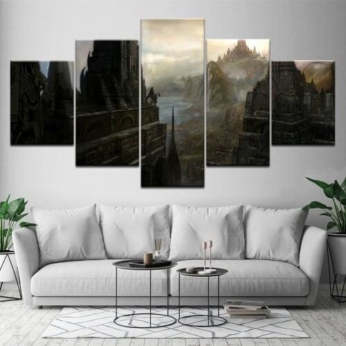 Modular Painting Canvas Wall Art Pictures Home Decor 5 Pieces Elder Scrolls V Game Scene For Living Room Modern Poster Framework