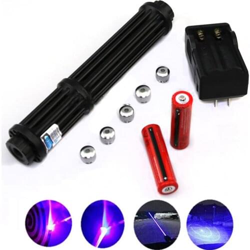High power Hunting blue laser pointers Rechargeable Adjustable Focus focusable 450nm powerful Lazer sight Burning Match