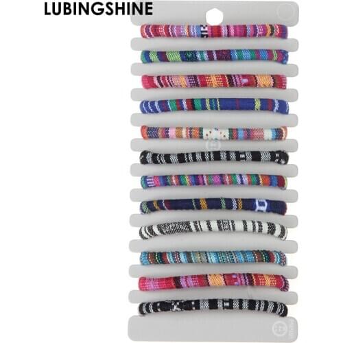 Bohemia 12pcs/set Colorful Handicraft Fabric Bracelets Sets For Women Handmade Adjustable Woven Rope Chain Bracelet Bangles Gift