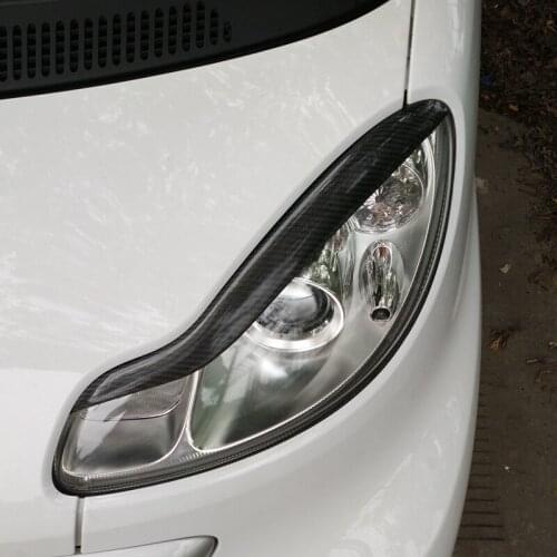 Carbon Fiber Headlight Eyelids Eyebrows for 2007-2014 Smart Fortwo For2
