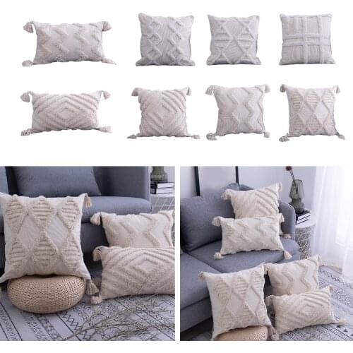 Handmade Cushion Cover with Tassels 45x 45cm/30x50cm Throw Pillow Cover Boho Decor Sofa Bed Couch Seat Cushion Pillowcase