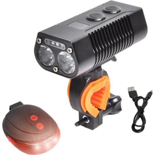 T6 USB Rechargeable Bike Light Front Bicycle Headlight Built-In 4000mAh Cycling Light with Tallight for Night Safety Riding