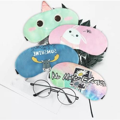 Cute Rabbit Sleeping Eye Cover Children Mask Night For Sleep Silk Mask Unicorn Monster Eyepatches Sort Blindfold Travel Bandage