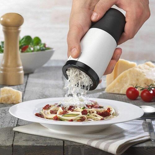 Professional Cheese Grater with 2Slice of Rough and Fine Blade. Hand-Rotating Vegetable Chocolate Butter Mill Cheese Shredder