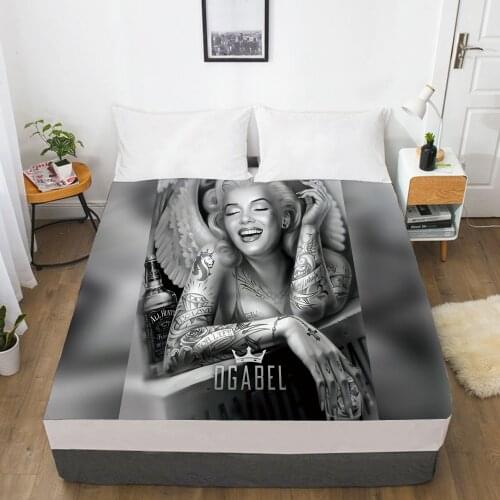 Elastic fitted sheet bed sheet With An Elastic Band 160x200/180/200/150x200 Mattress Cover Bed cover 1pc Skull Woman lady ash