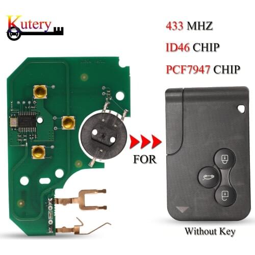 Kutery 10pcs/Lot Remote Car Key Circuit Board For Renault Megane II Scenic II 2003-2008 3Buttons 433MHZ ID46 PCF7947 Chip