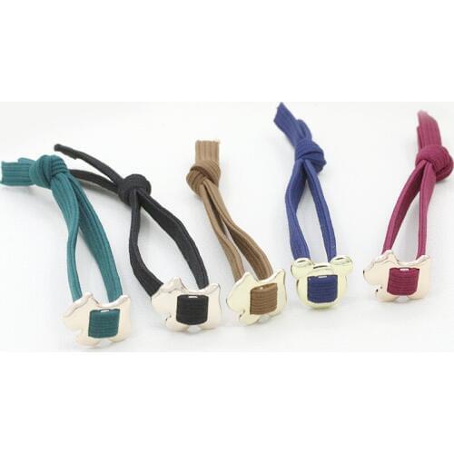 Brown Green Red Blue Black Flat Ponytail Holder Puppy Dog Bear Elastic Hair Bands Headwear for Kids Women Hair Accessories