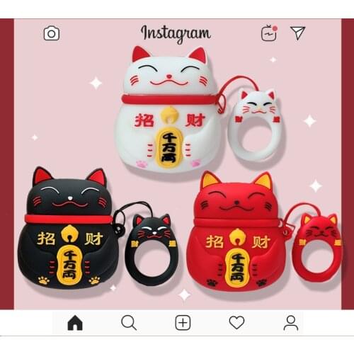 Luxury Case for Airpods 1 2 3 Silicone Earphone Protective Case Cover for Apple Airpods Lucky Cat Headphone Case Earbuds Pro