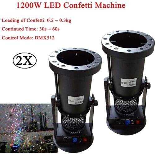 2Pcs/Lot 1200W DMX Confetti Blower Stage Effect Cannon LED RGB Confetti Machine For Disco DJ Party Wedding Show Decoration