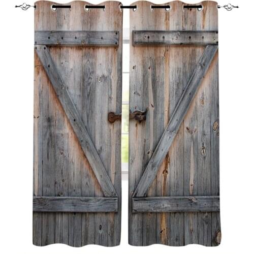 Wooden Door Barn Blackout Curtains For Living Room Bedroom Window Treatment Blinds Drapes Kitchen Curtains