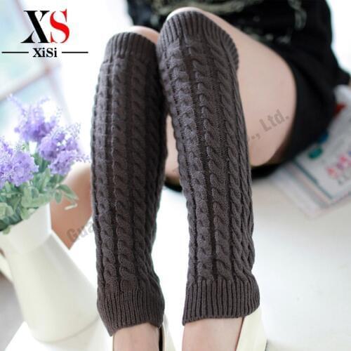 Brand New Crochet Legwarmers Solid Thigh High Leg Warmers Knit Boot Cuffs Leg Gaiter 40 cm Pink