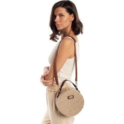 Madamra Women Shoulder Bag From Turkey Round Mesh Shoulder Bag Free Shipping Taba Color Black Mink Woman Accessory Backpack