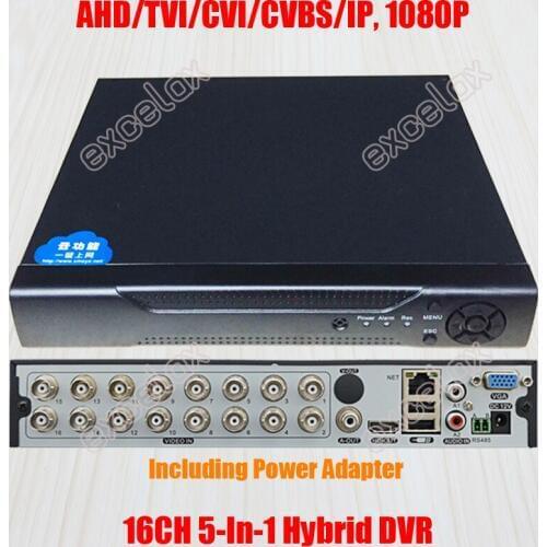 16CH 5-In-1 HD IP AHD TVI CVI CVBS 960H Analog HVR 1080P 1080N 2MP 3MP 5MP Hybrid DVR P2P Audio ONVIF HDMI-compatible 2x HDD