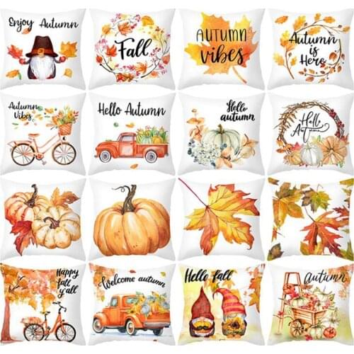 2pcs/set Thanksgiving Festival Decoratted Pillowcase Peachskin Cushion Cover for Living Room Sofa Home Textile