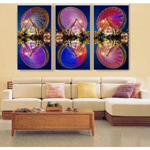 3 pieces spray paintings reflection pool on oil canvas for living room decor and wallpaper