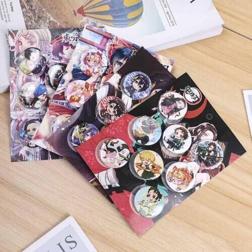 8Pcs/Set Anime Demon Slayer: Kimetsu No Yaiba Cosplay Badge Cartoon Collect Backpacks Bags Badges Button Brooch Gift