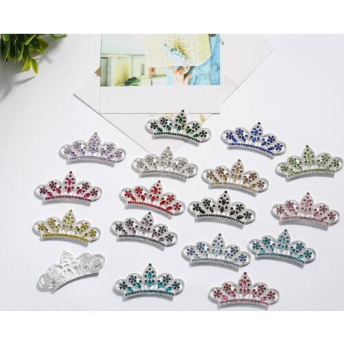 Free shipping 56*30mm flatback rhinestone tiara crown embellishment 50PCS (BTN-5420)