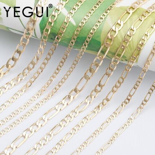 YEGUI C143,jewelry accessories,diy chain,18k gold plated,0.3 microns,copper metal,diy bracelet necklace,jewelry making,3m/lot