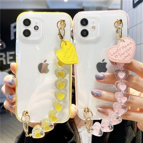INS Lanyard chain Liquid Silicone case for iphone 12 Pro Max 12 MiNi 11 Pro Max XR X XS Max 7 8 6 plus SE 2020 Clear Back cover