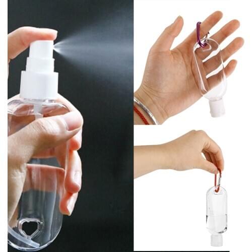 Disinfection Alcohol Spray Bottle Transparent Hand Sanitizer Empty Bottle Lotion Portable Hook Key Ring Sub-bottle 30ML 50ML 60M