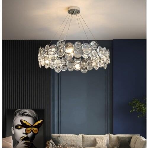 K9 Crystal Postmodern Luxury LED Chandelier Lighting Dining Living Room Round E14 Hanging Lamp Bedroom Home High-end Chandeliers