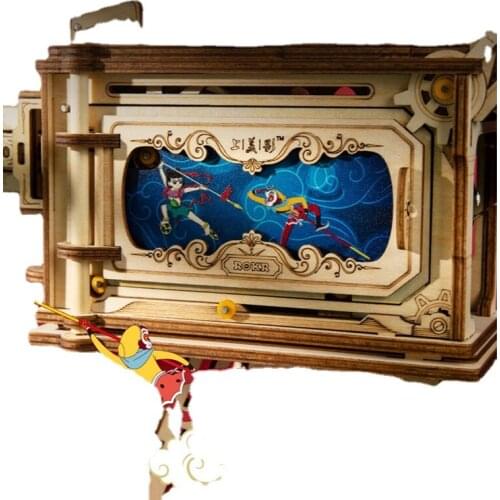 YL Old-Fashioned Projector DIY Handmade Wooden Mechanical Model 3D Wooden Puzzle Toy Qixi Gift