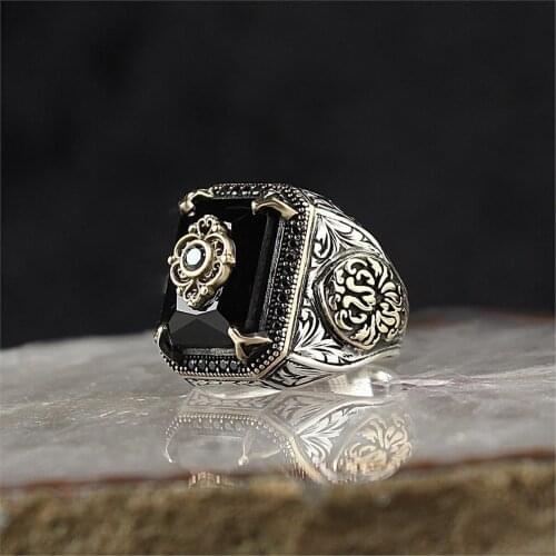 Black Zircon 925 Sterling 925 K Silver Ring
