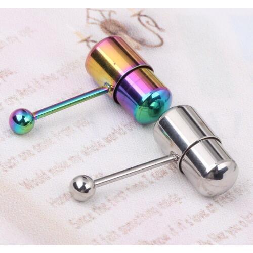 Surgical steel Vibrating Tongue Bar Ring Stud Piercing vibrating Bar black rainbow choose Vibrating Tongue Ring