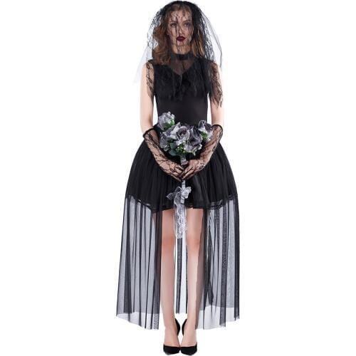 Halloween Zombie Vampire Cosplay Costume Adult Women Carnival Role Play Ghost Bride Cosplay Costume Fancy Party Dress Outfit