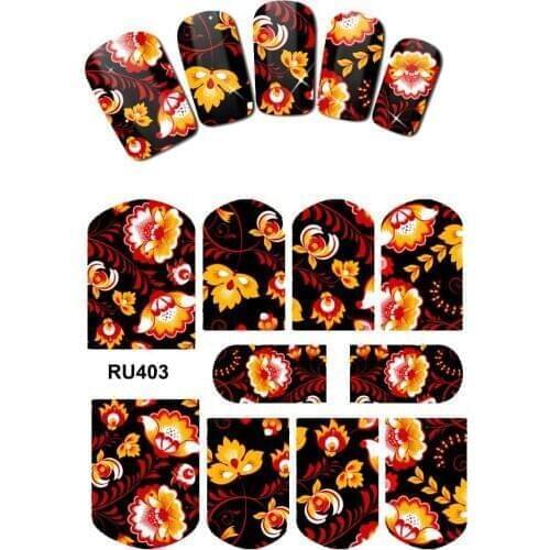 UPRETTEGO NAIL ART BEAUTY WATER DECAL SLIDER NAIL STICKER VINTAGE FLOWER WOOD PECK BIRD TULIP STRAWBERRY RU403-408