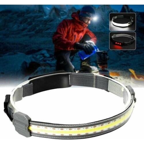 Multifunction Portable COB+LED Headlight with Red Warning Light USB Charging + Battery-powered Headlight Camping Work Lighting