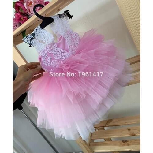 Fashion lace Baby Girls Wedding Dress Christening Kids Dresses for Party 1 year Birthday baby cloting vestido infantil