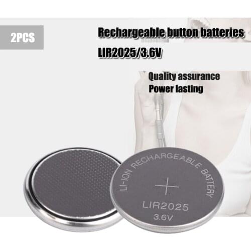 New Original 2pieces LIR2025 2025 3V Lithium Coin Battery Button Cell Rechargeable Battery