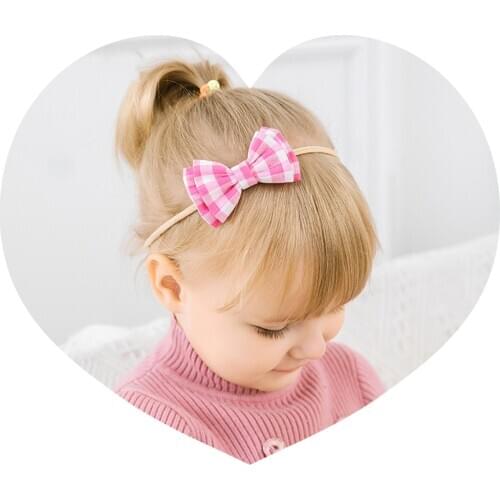 New Plaid Bow Headbands For Girls Baby Accessories Elastic Hair bands Hair Clips Headband Toddler Baby Girl Hair Accessories