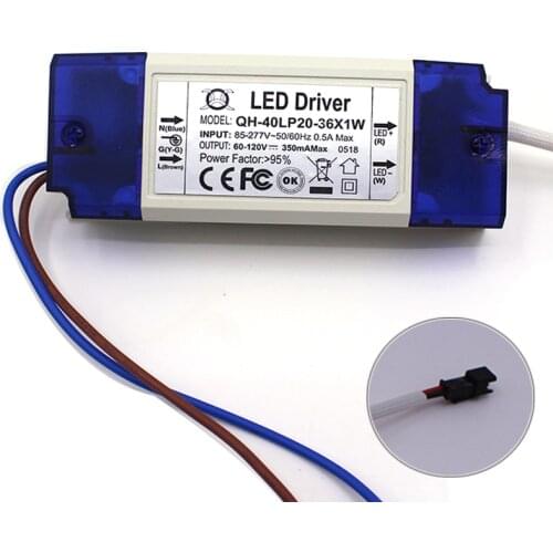 New 1PCS 20-36x1W 300mA OUTPUT 60-120V TO INPUT 85-277V LED Driver Power Supply Transformer Light F 1W High Power led chip